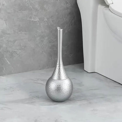 Modern Toilet Brush with Holder and Hammered Finish