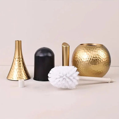 Modern Toilet Brush with Holder and Hammered Finish