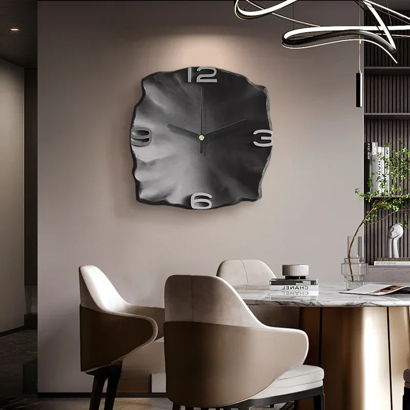 Modern Wall Clock with 3D Stone Texture Design and Silent Quartz Movement