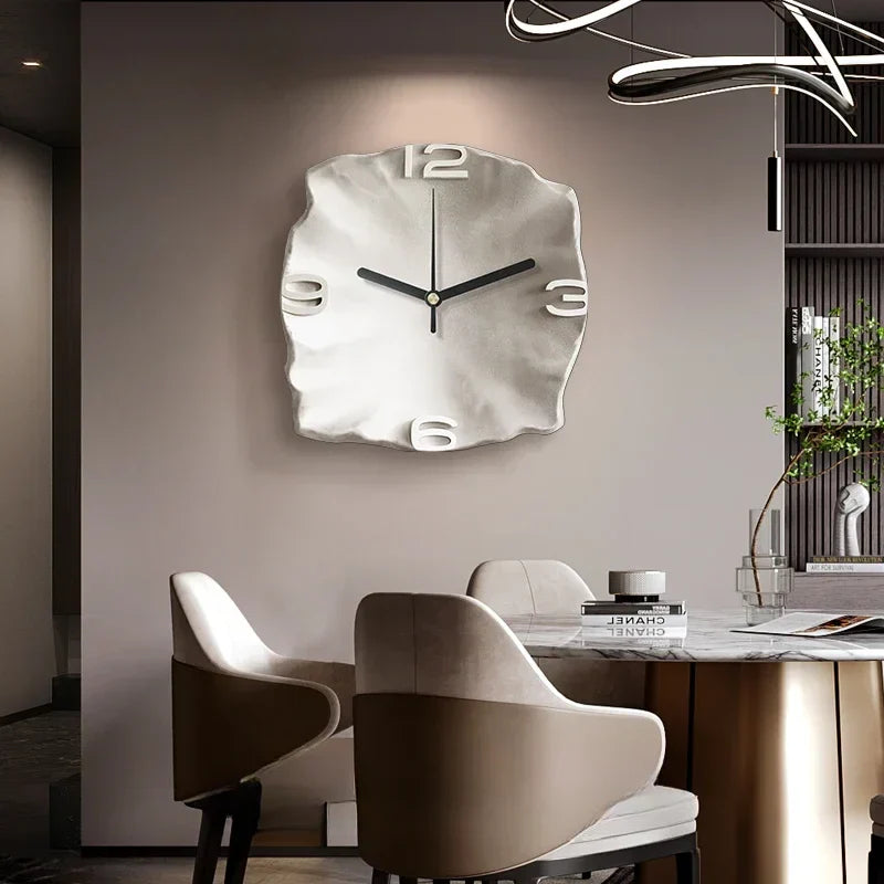 Modern Wall Clock with 3D Stone Texture Design and Silent Quartz Movement