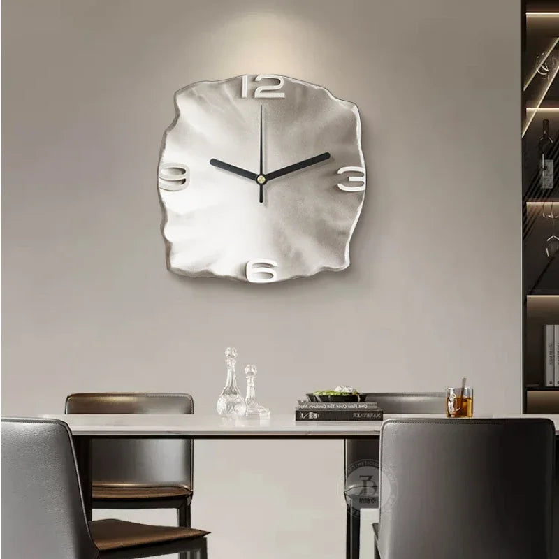 Modern Wall Clock with 3D Stone Texture Design and Silent Quartz Movement