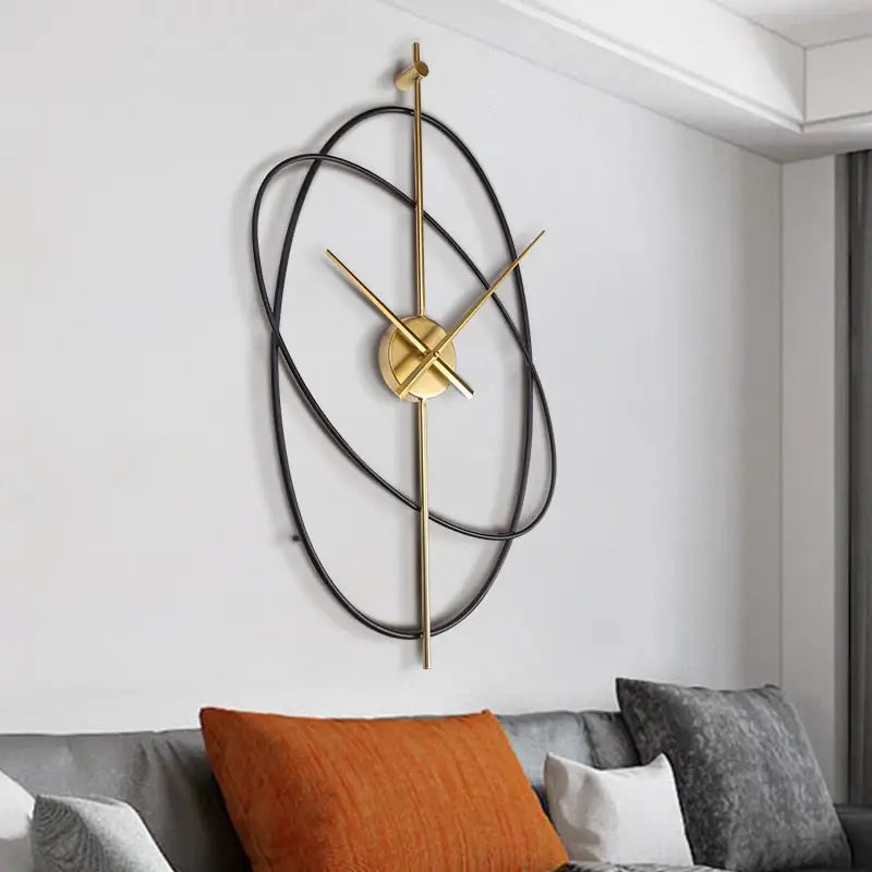 Modern Wall Clock with Overlapping Oval Rings and Silent Quartz Movement