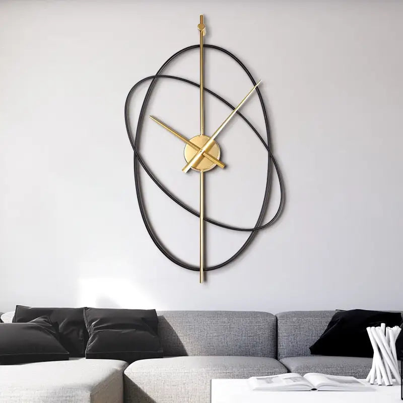 Modern Wall Clock with Overlapping Oval Rings and Silent Quartz Movement