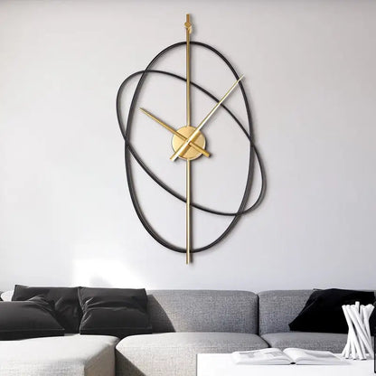 Modern Wall Clock with Overlapping Oval Rings and Silent Quartz Movement