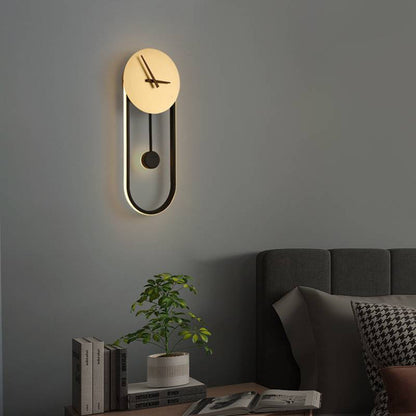 Modern Wall Lamp with Clock and Pendulum, Integrated LED, 8.7" / 22 cm Dial