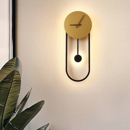 Modern Wall Lamp with Clock and Pendulum, Integrated LED, 8.7" / 22 cm Dial