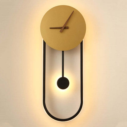 Modern Wall Lamp with Clock and Pendulum, Integrated LED, 8.7" / 22 cm Dial