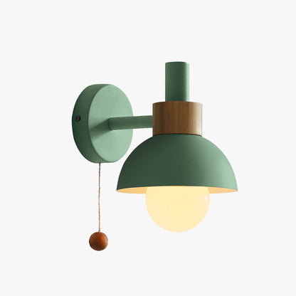 Modern Wall Lamp with Dome Shade and Pull Cord