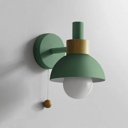 Modern Wall Lamp with Dome Shade and Pull Cord