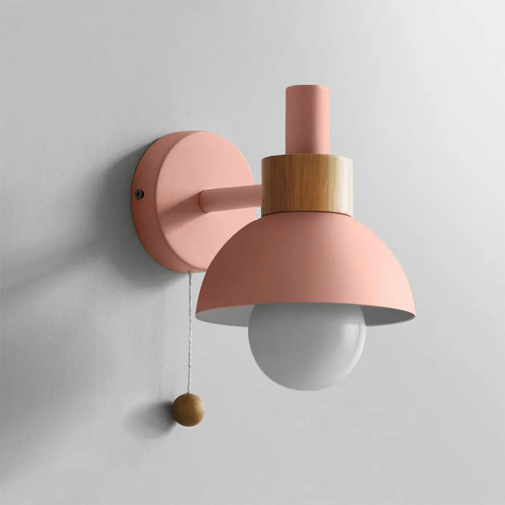Modern Wall Lamp with Dome Shade and Pull Cord