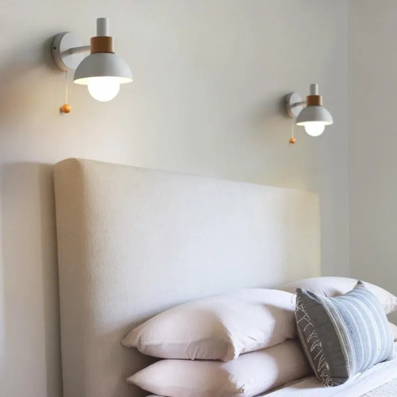 Modern Wall Lamp with Dome Shade and Pull Cord