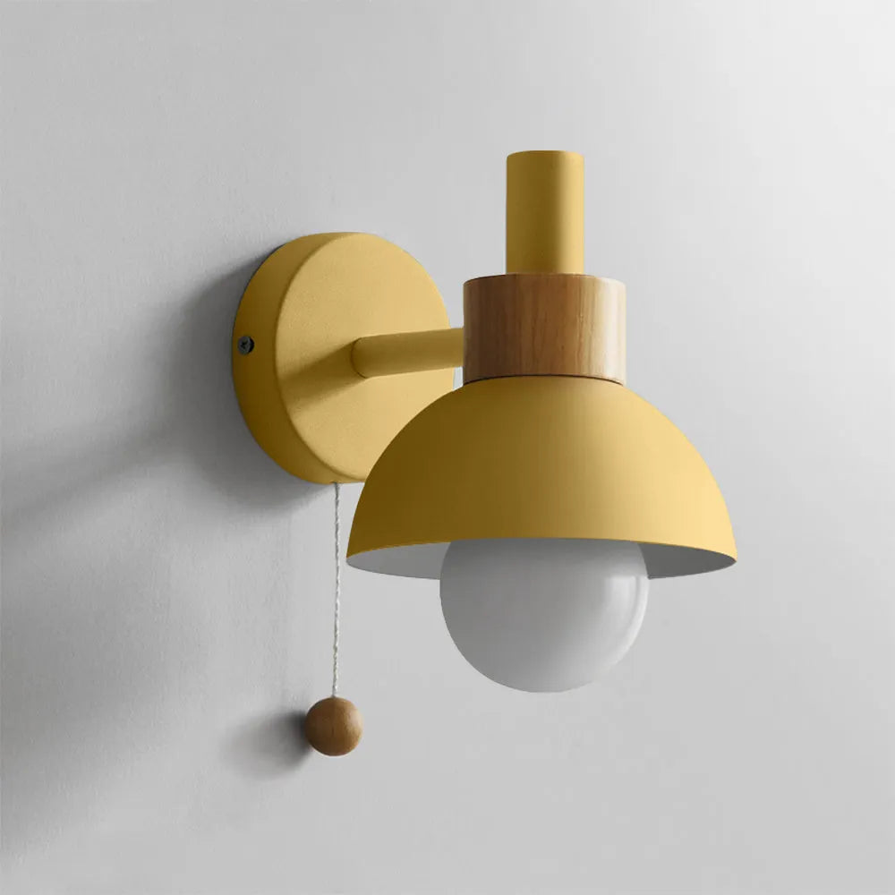 Modern Wall Lamp with Dome Shade and Pull Cord
