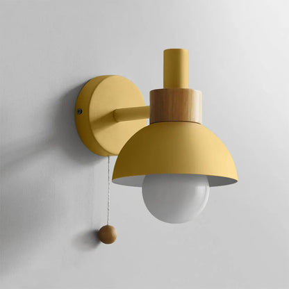 Modern Wall Lamp with Dome Shade and Pull Cord