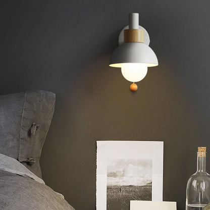 Modern Wall Lamp with Dome Shade and Pull Cord