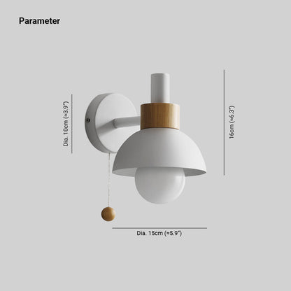 Modern Wall Lamp with Dome Shade and Pull Cord