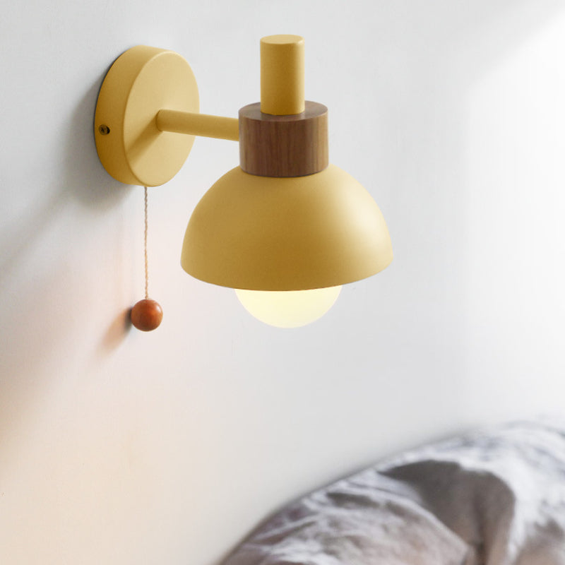 Modern Wall Lamp with Dome Shade and Pull Cord