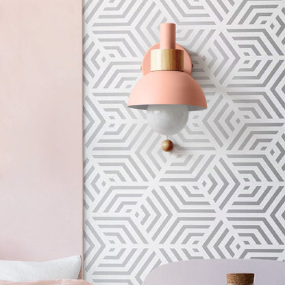 Modern Wall Lamp with Dome Shade and Pull Cord