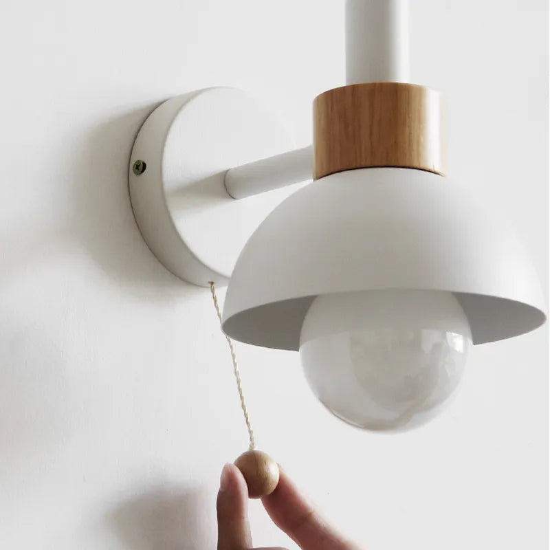 Modern Wall Lamp with Dome Shade and Pull Cord
