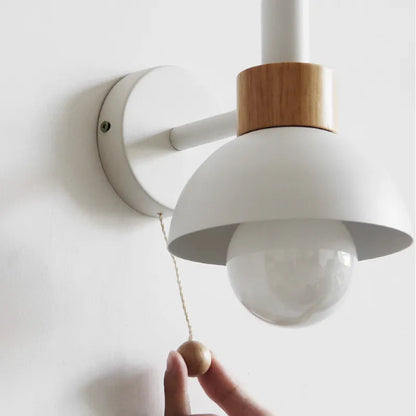 Modern Wall Lamp with Dome Shade and Pull Cord