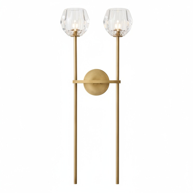 Modern Wall Lamp with Double Faceted Crystal Glass Shades