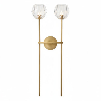 Modern Wall Lamp with Double Faceted Crystal Glass Shades