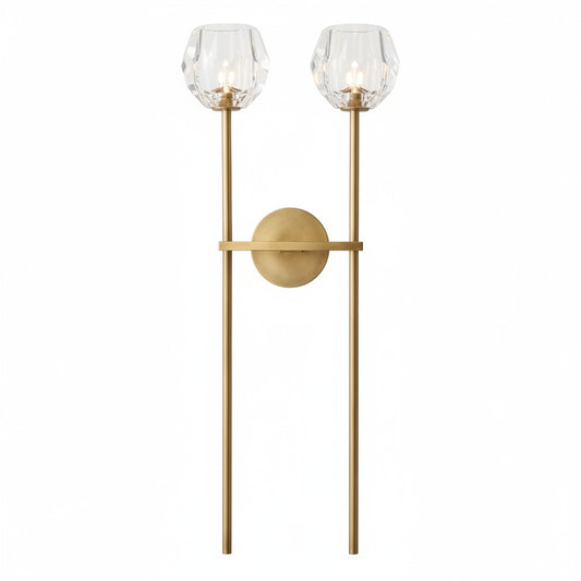 Modern Wall Lamp with Double Faceted Crystal Glass Shades