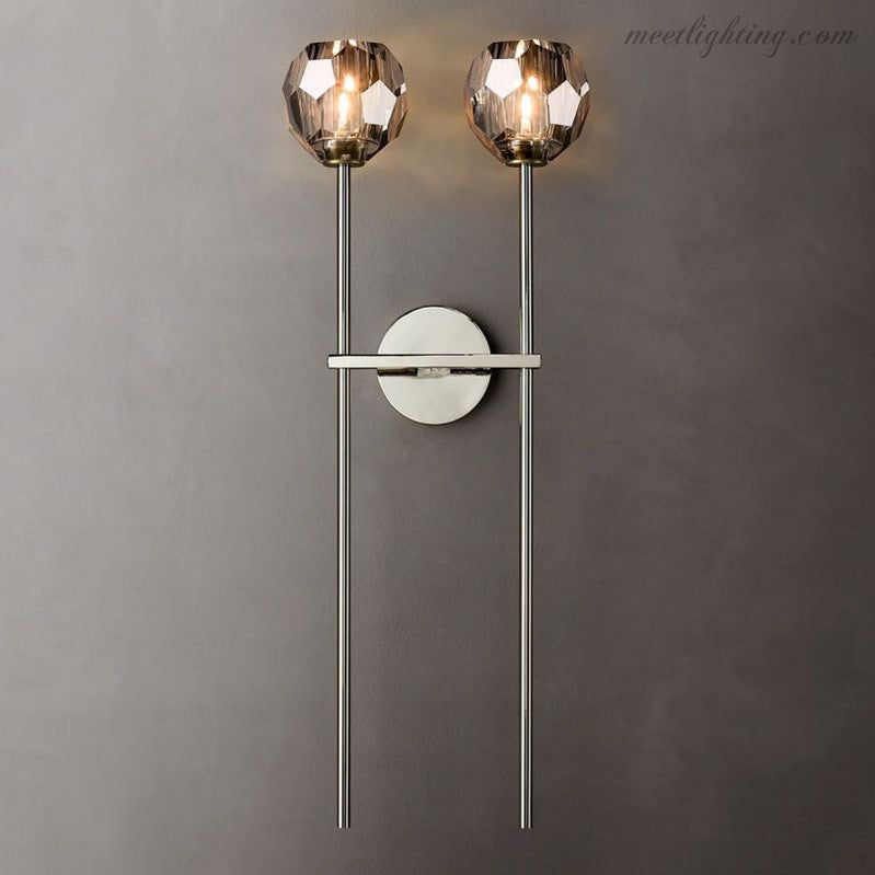 Modern Wall Lamp with Double Faceted Crystal Glass Shades