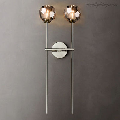 Modern Wall Lamp with Double Faceted Crystal Glass Shades