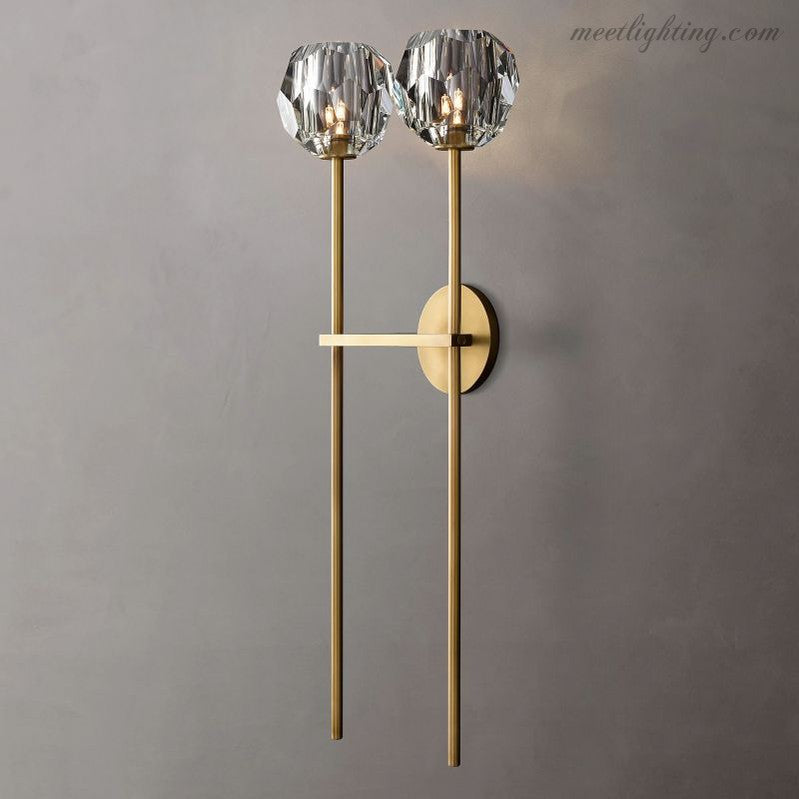 Modern Wall Lamp with Double Faceted Crystal Glass Shades