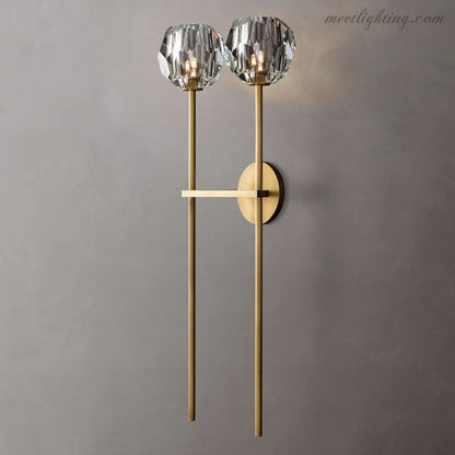 Modern Wall Lamp with Double Faceted Crystal Glass Shades