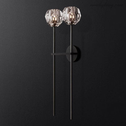 Modern Wall Lamp with Double Faceted Crystal Glass Shades