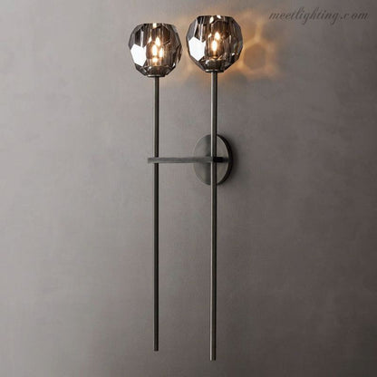 Modern Wall Lamp with Double Faceted Crystal Glass Shades