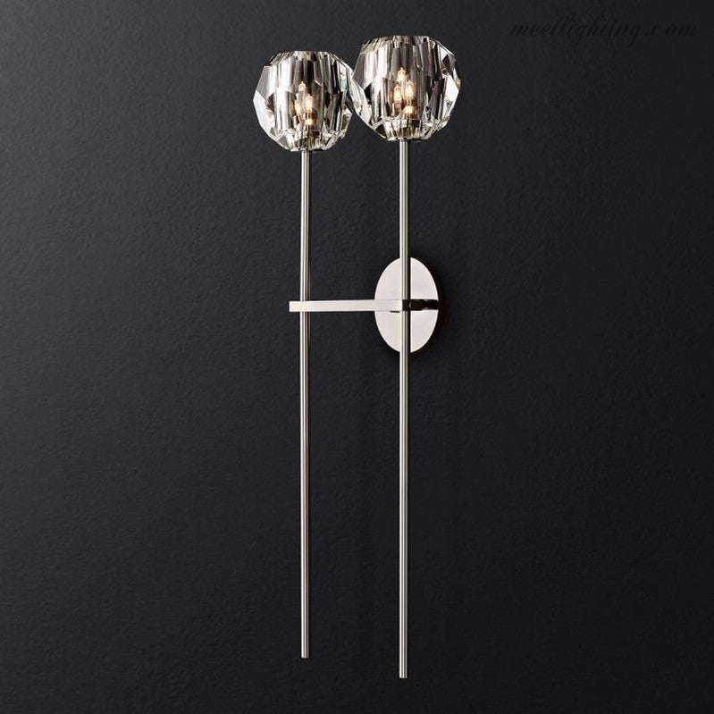 Modern Wall Lamp with Double Faceted Crystal Glass Shades