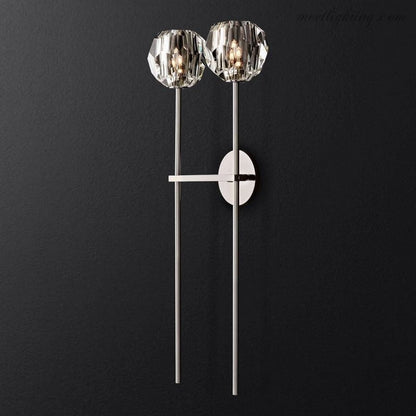 Modern Wall Lamp with Double Faceted Crystal Glass Shades