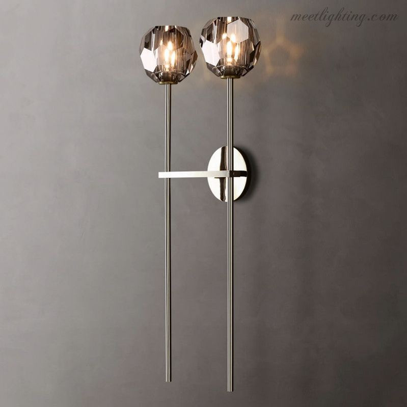 Modern Wall Lamp with Double Faceted Crystal Glass Shades