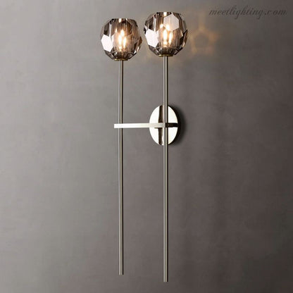 Modern Wall Lamp with Double Faceted Crystal Glass Shades