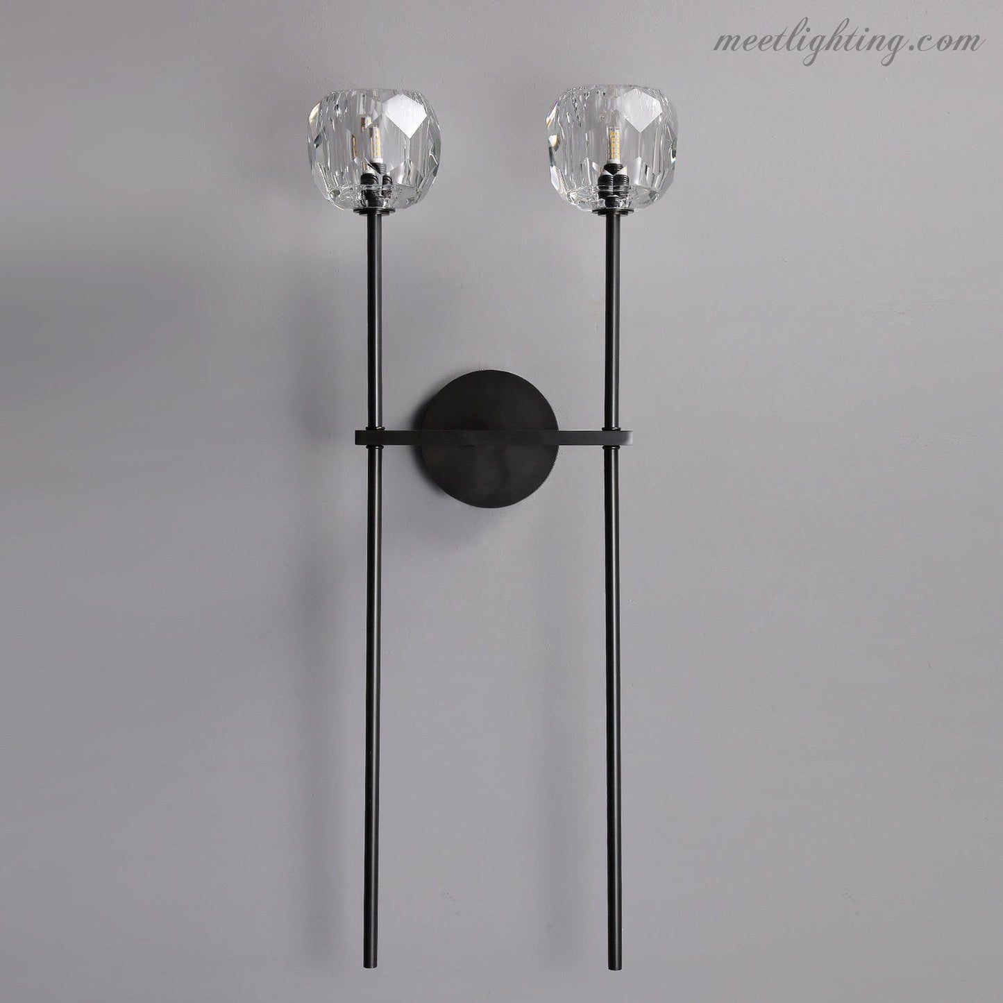 Modern Wall Lamp with Double Faceted Crystal Glass Shades