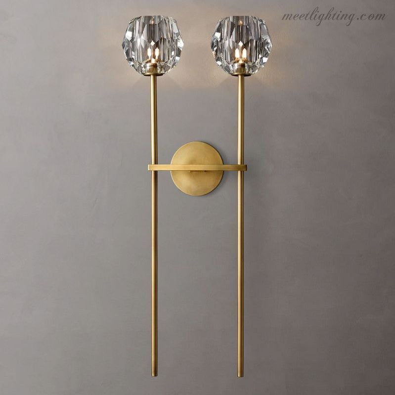 Modern Wall Lamp with Double Faceted Crystal Glass Shades