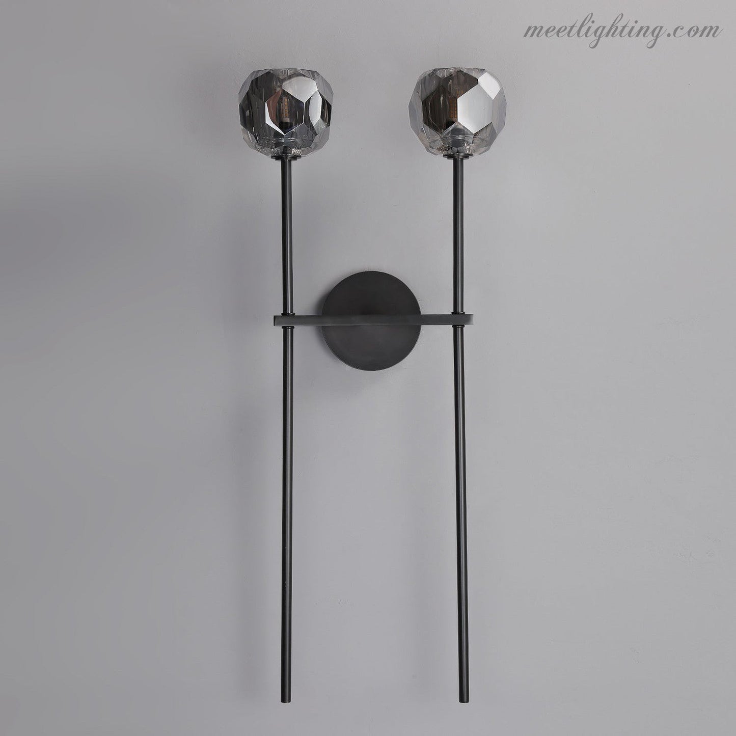 Modern Wall Lamp with Double Faceted Crystal Glass Shades