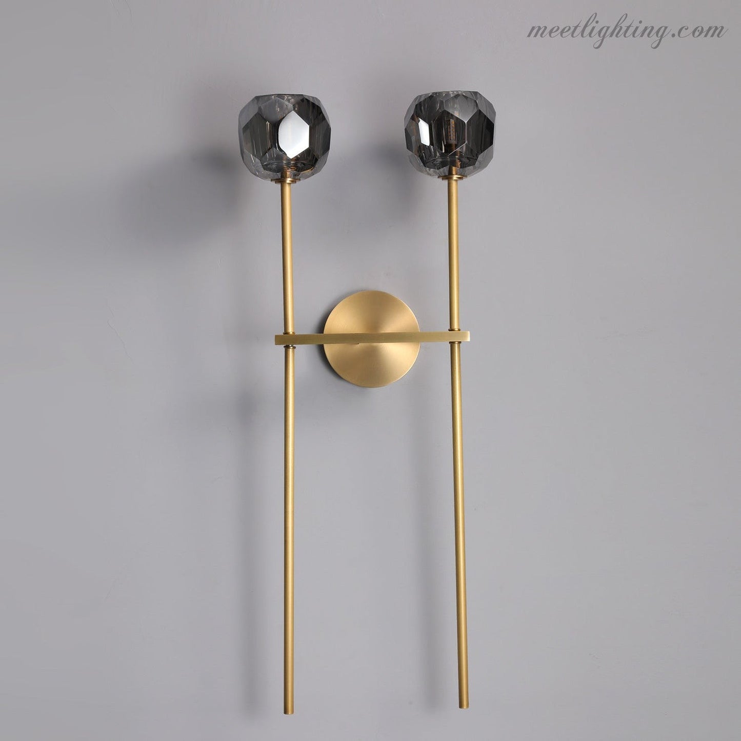 Modern Wall Lamp with Double Faceted Crystal Glass Shades