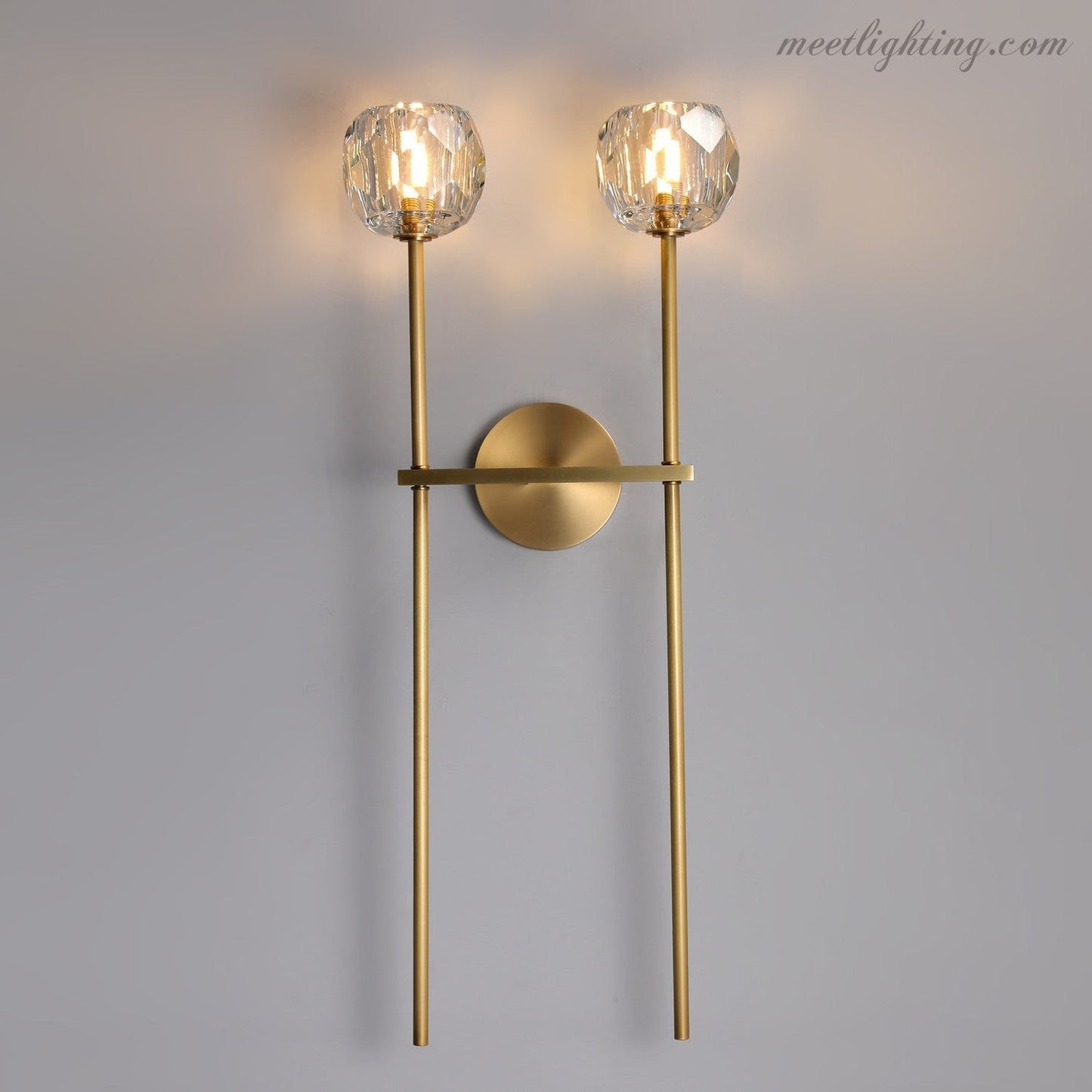 Modern Wall Lamp with Double Faceted Crystal Glass Shades