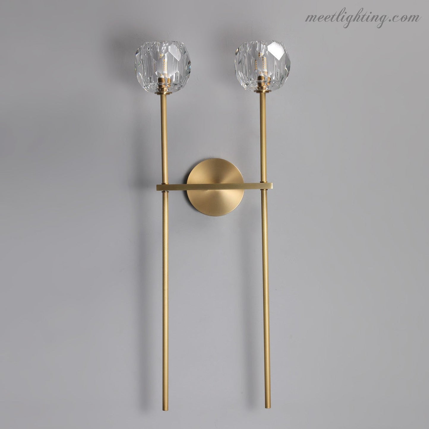 Modern Wall Lamp with Double Faceted Crystal Glass Shades