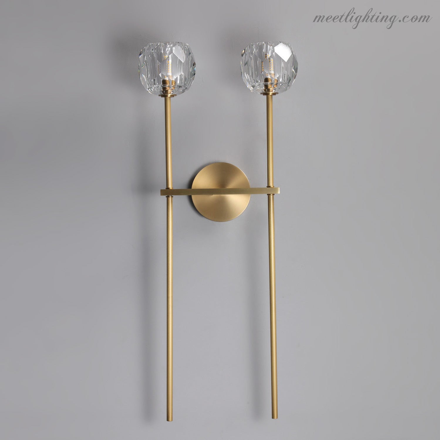 Modern Wall Lamp with Double Faceted Crystal Glass Shades