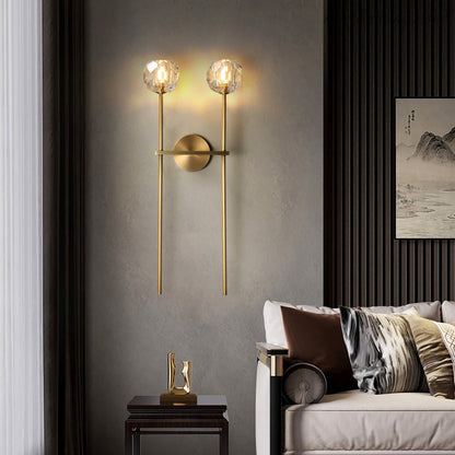 Modern Wall Lamp with Double Faceted Crystal Glass Shades