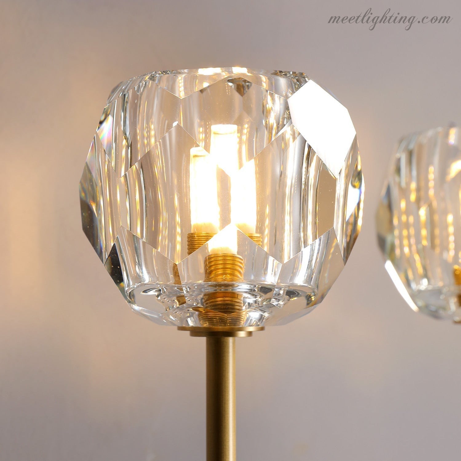 Modern Wall Lamp with Double Faceted Crystal Glass Shades