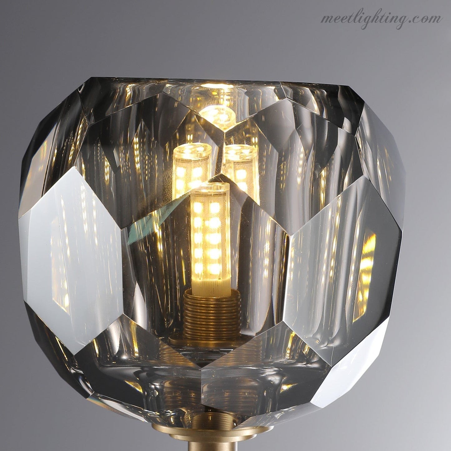 Modern Wall Lamp with Double Faceted Crystal Glass Shades