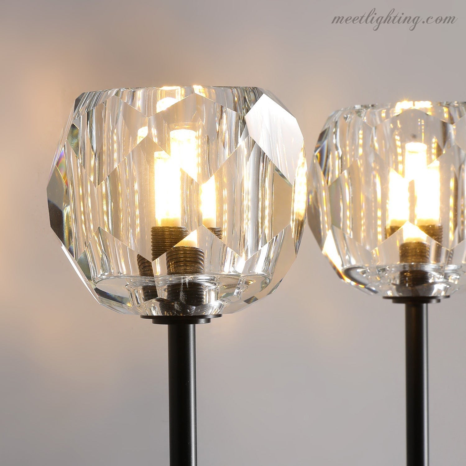 Modern Wall Lamp with Double Faceted Crystal Glass Shades