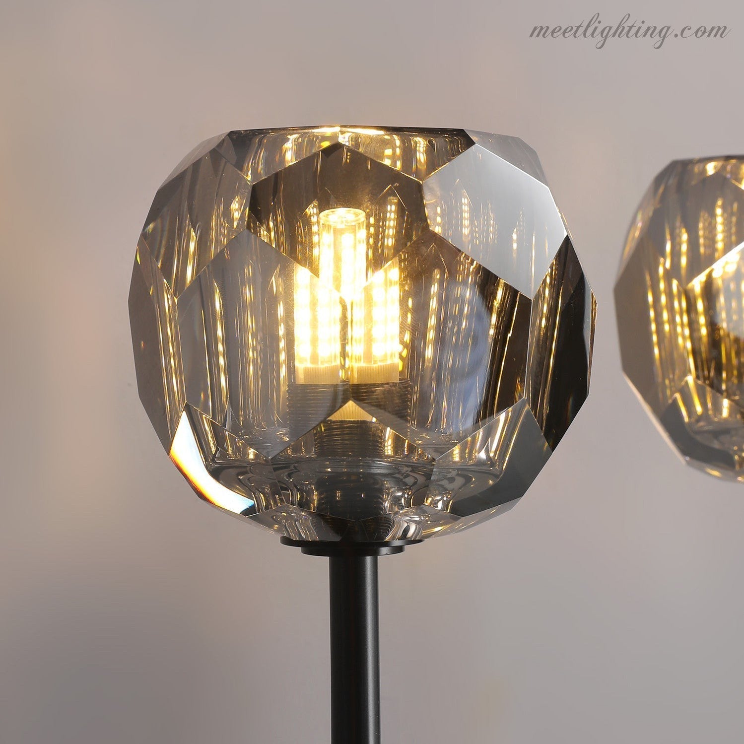Modern Wall Lamp with Double Faceted Crystal Glass Shades