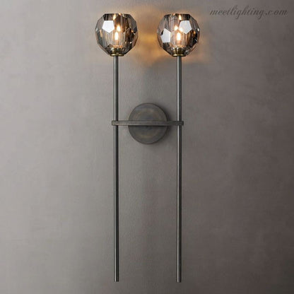 Modern Wall Lamp with Double Faceted Crystal Glass Shades