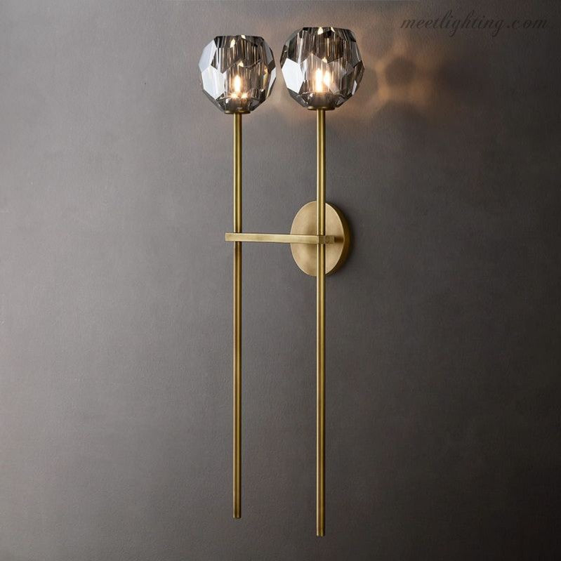 Modern Wall Lamp with Double Faceted Crystal Glass Shades